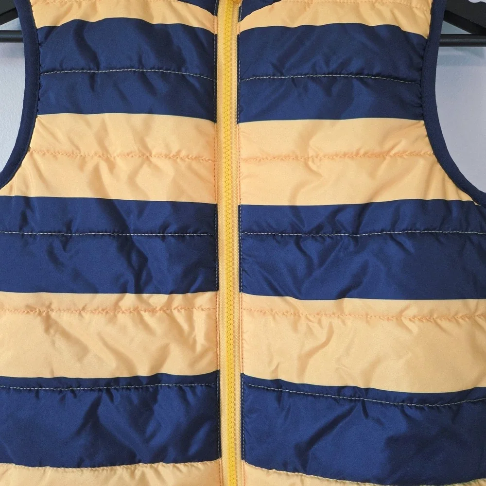 Gymboree Boys Size S(5-6) Puffer Vest Bright Yellow & Blue Stripe Back to School
